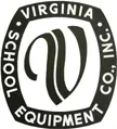 A black and white logo of virginia school equipment company.